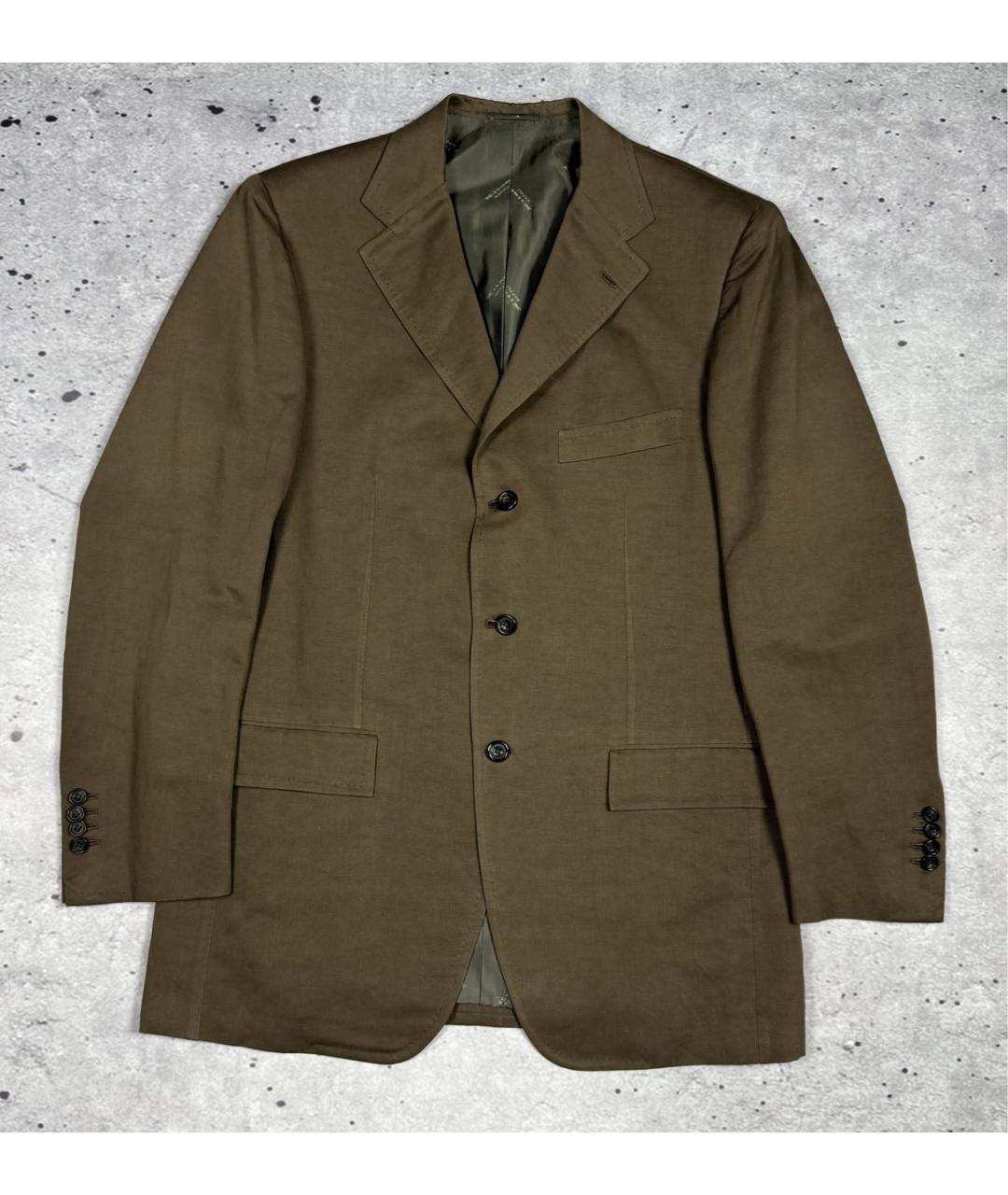 KITON Хаки льняной пиджак, фото 9