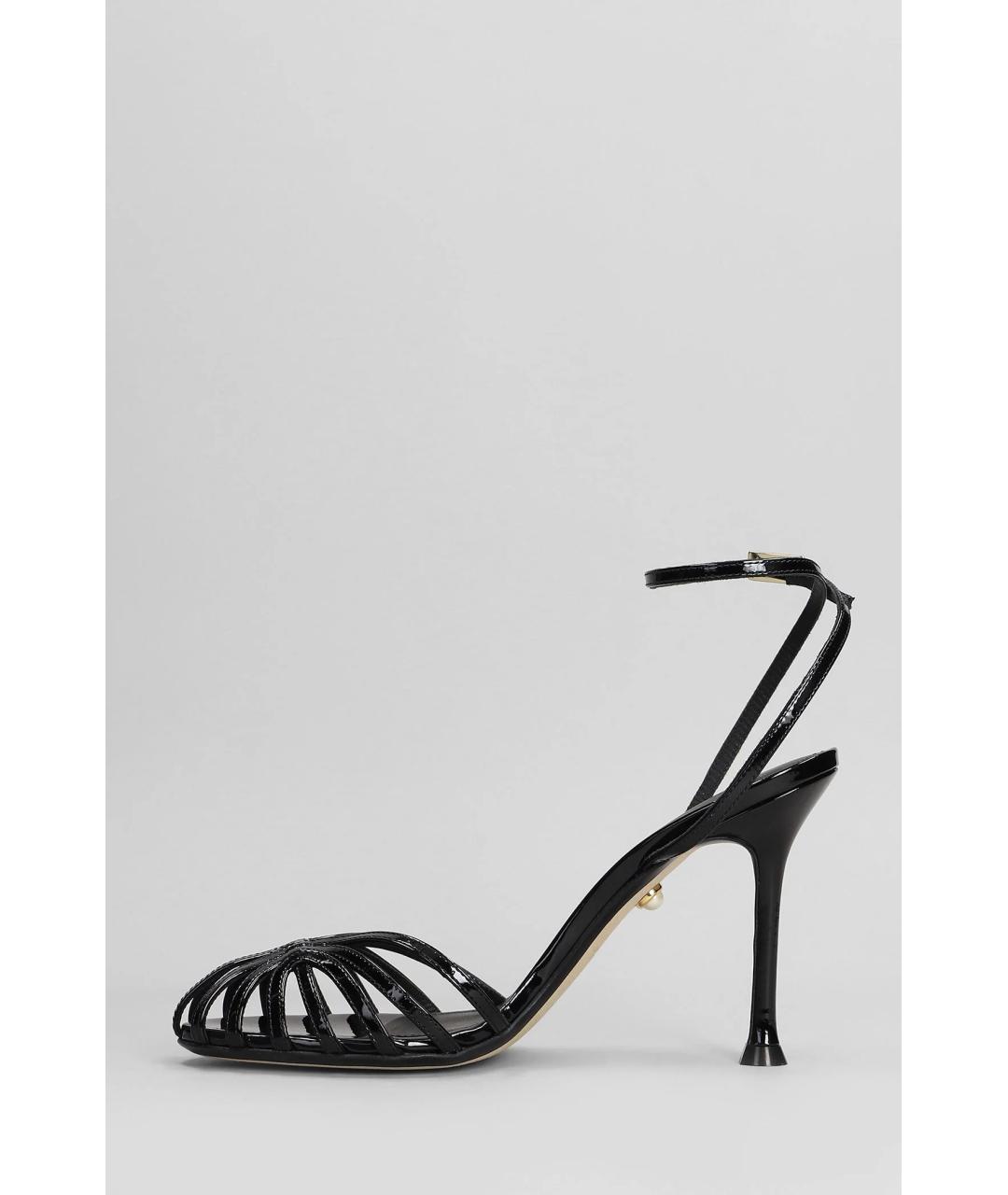 ALEVI Черные босоножки из лакированной кожи, фото 4