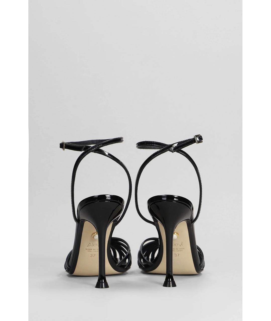 ALEVI Черные босоножки из лакированной кожи, фото 5