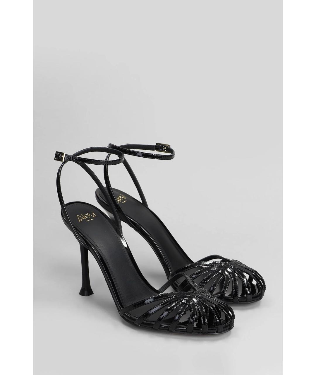 ALEVI Черные босоножки из лакированной кожи, фото 2