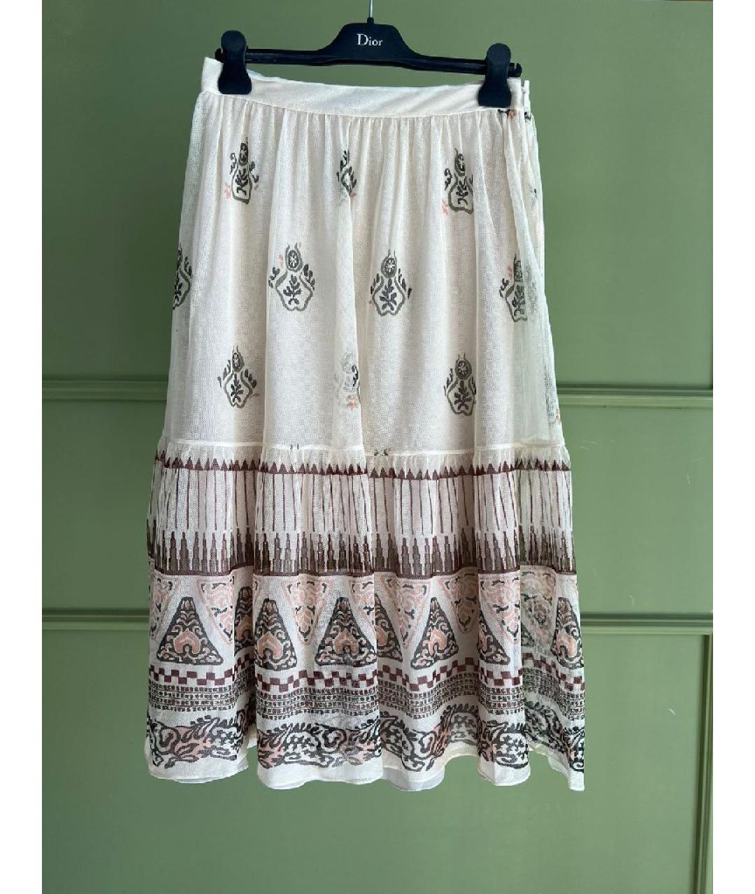 CHRISTIAN DIOR Бежевая вискозная юбка миди, фото 2