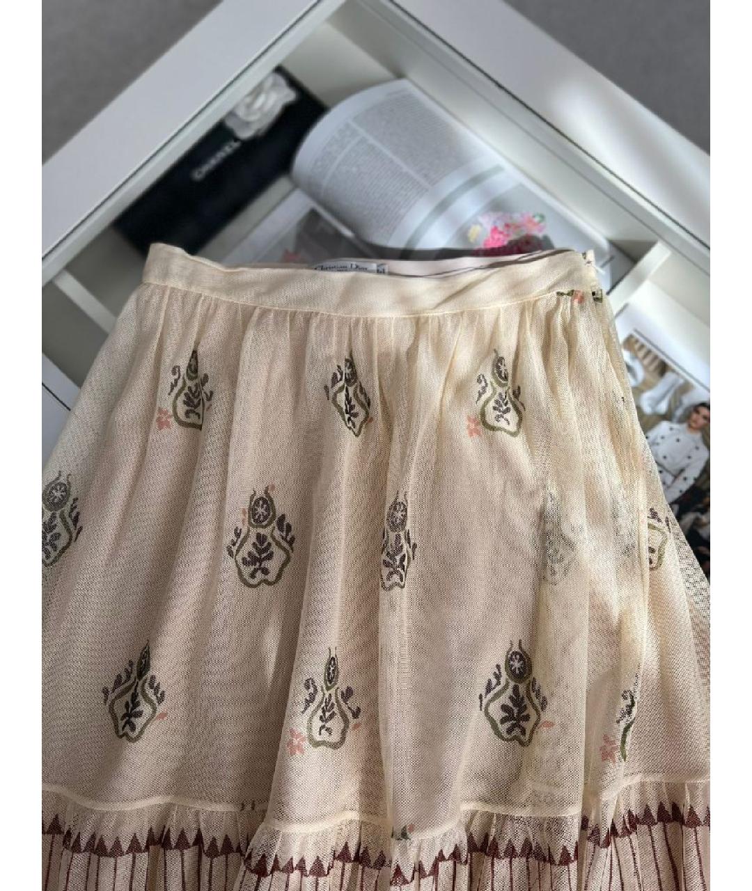 CHRISTIAN DIOR Бежевая вискозная юбка миди, фото 7