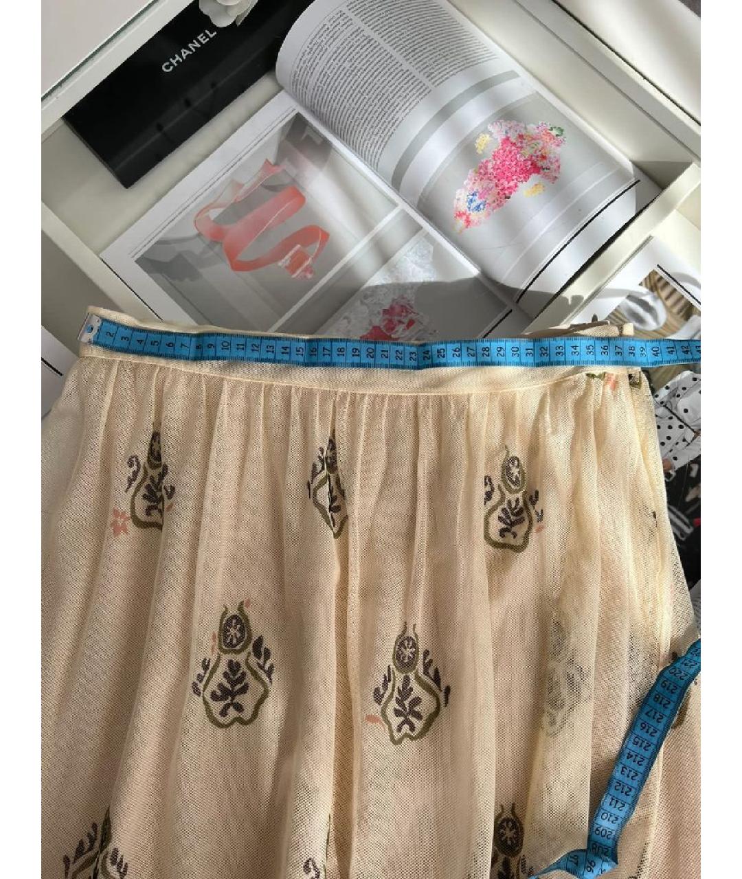 CHRISTIAN DIOR Бежевая вискозная юбка миди, фото 5