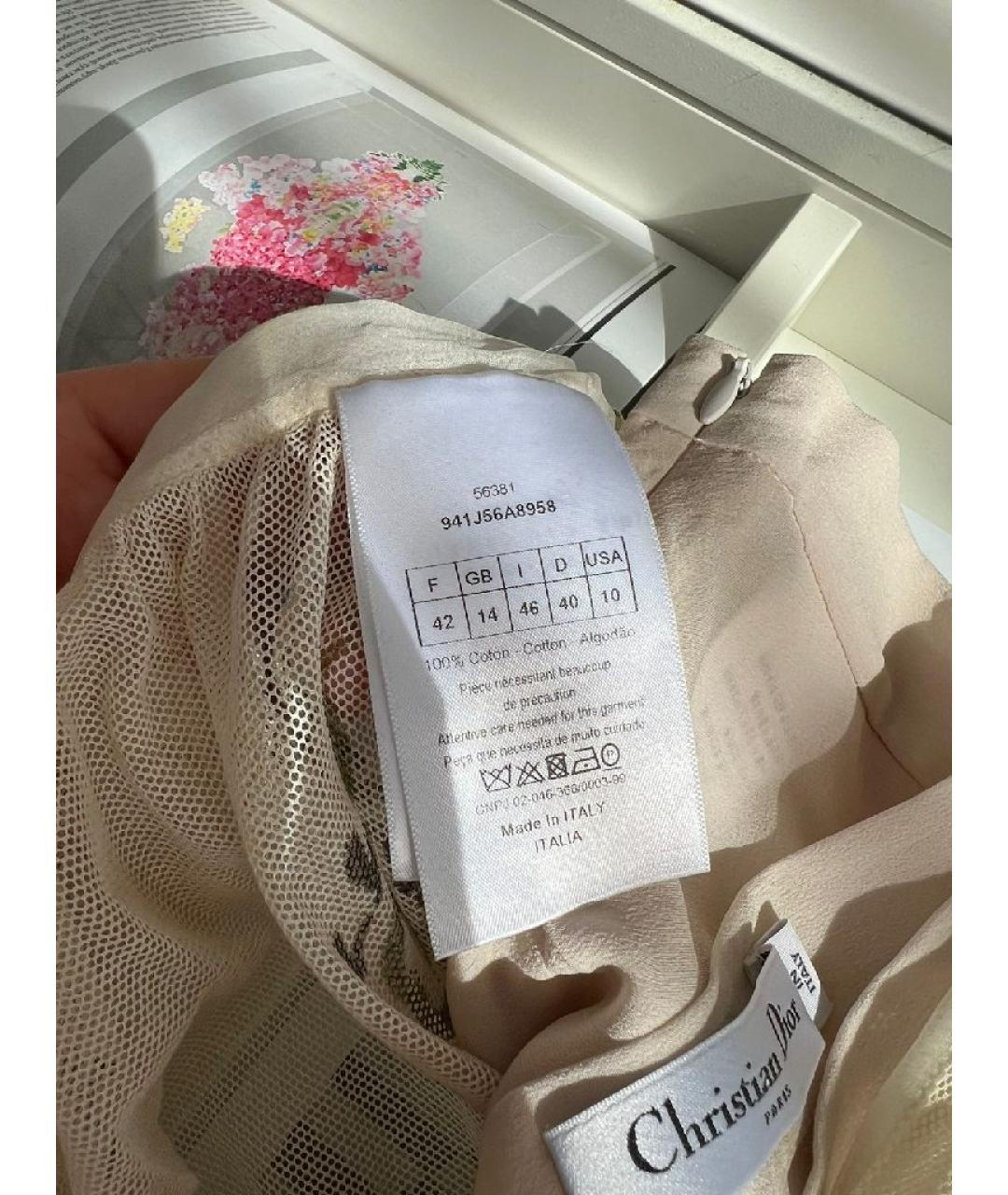 CHRISTIAN DIOR Бежевая вискозная юбка миди, фото 4