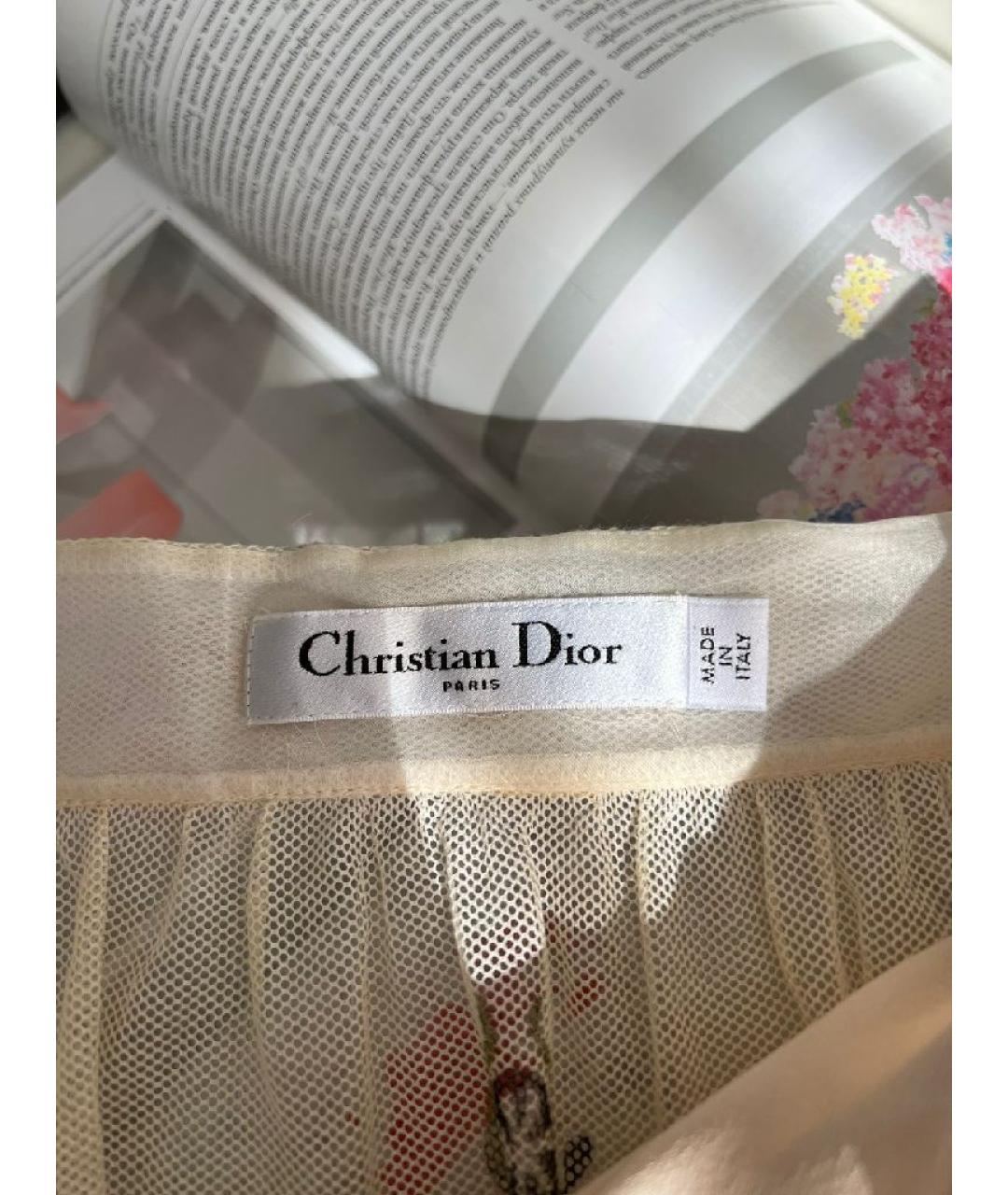 CHRISTIAN DIOR Бежевая вискозная юбка миди, фото 3