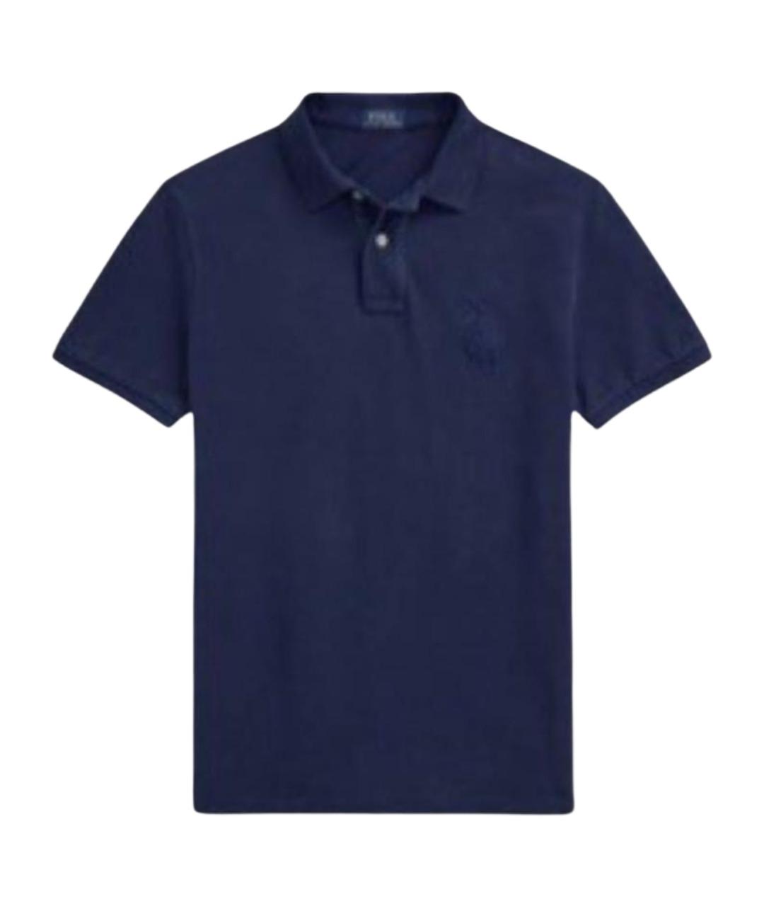 POLO RALPH LAUREN Темно-синее хлопковое поло с коротким рукавом, фото 1