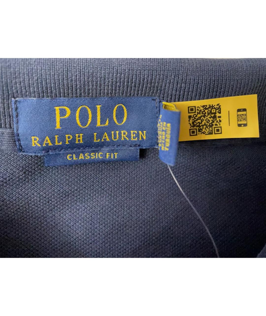 POLO RALPH LAUREN Темно-синее хлопковое поло с коротким рукавом, фото 7