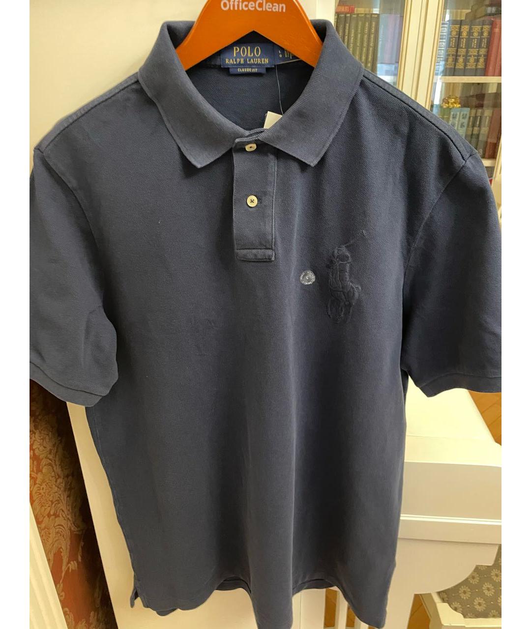 POLO RALPH LAUREN Темно-синее хлопковое поло с коротким рукавом, фото 2