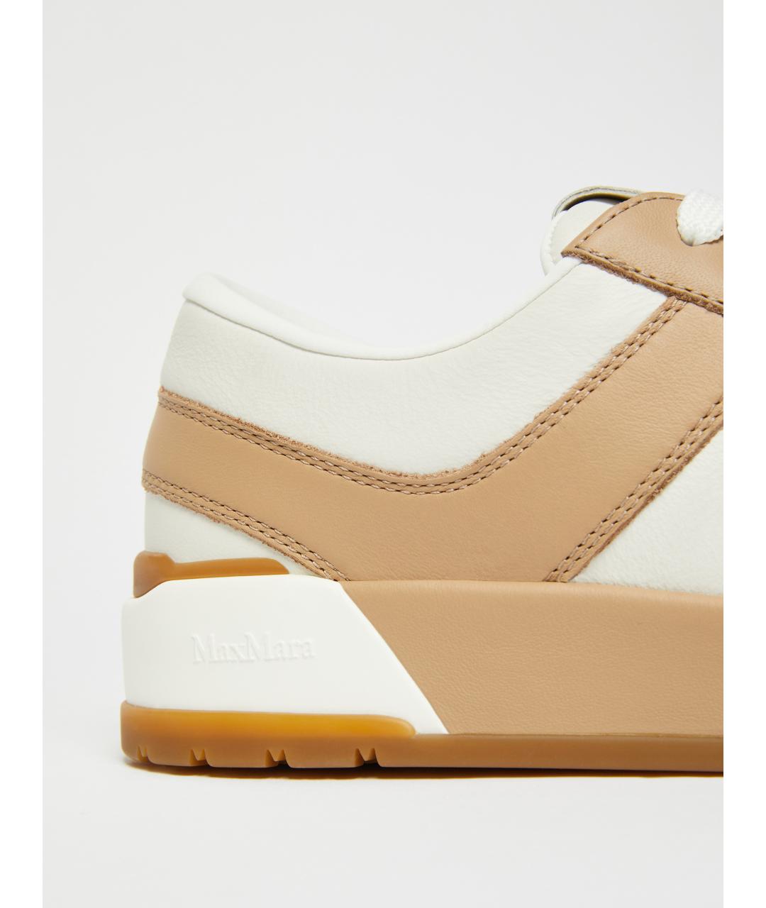 MAX MARA Бежевые кожаные кроссовки, фото 6