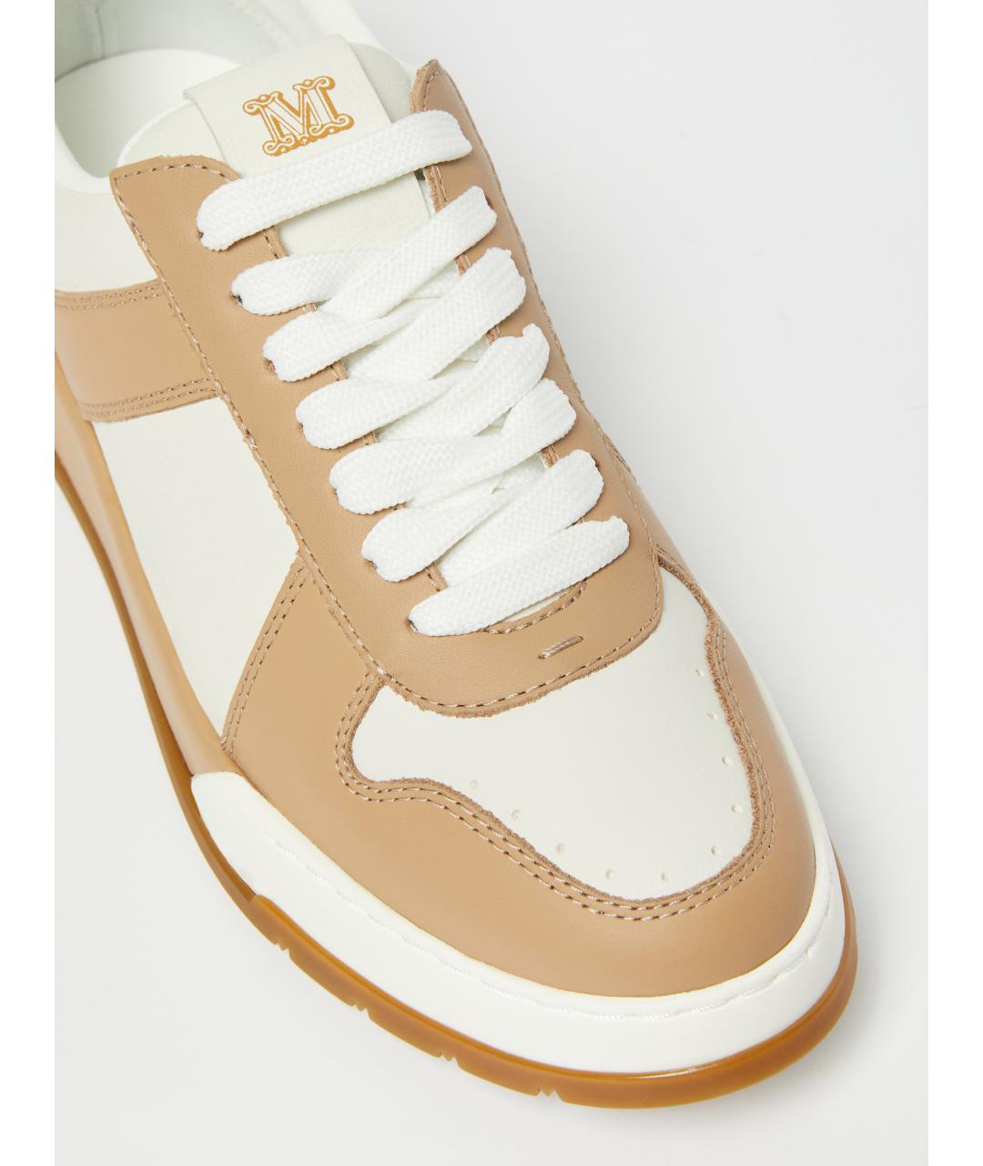 MAX MARA Бежевые кожаные кроссовки, фото 2