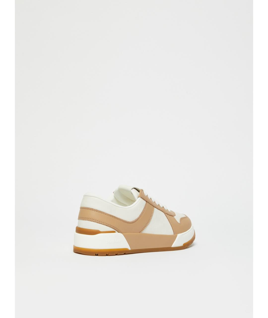 MAX MARA Бежевые кожаные кроссовки, фото 4