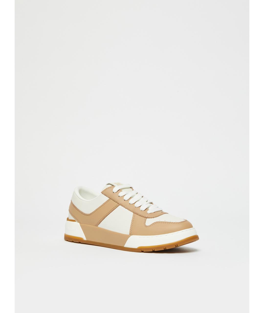 MAX MARA Бежевые кожаные кроссовки, фото 3