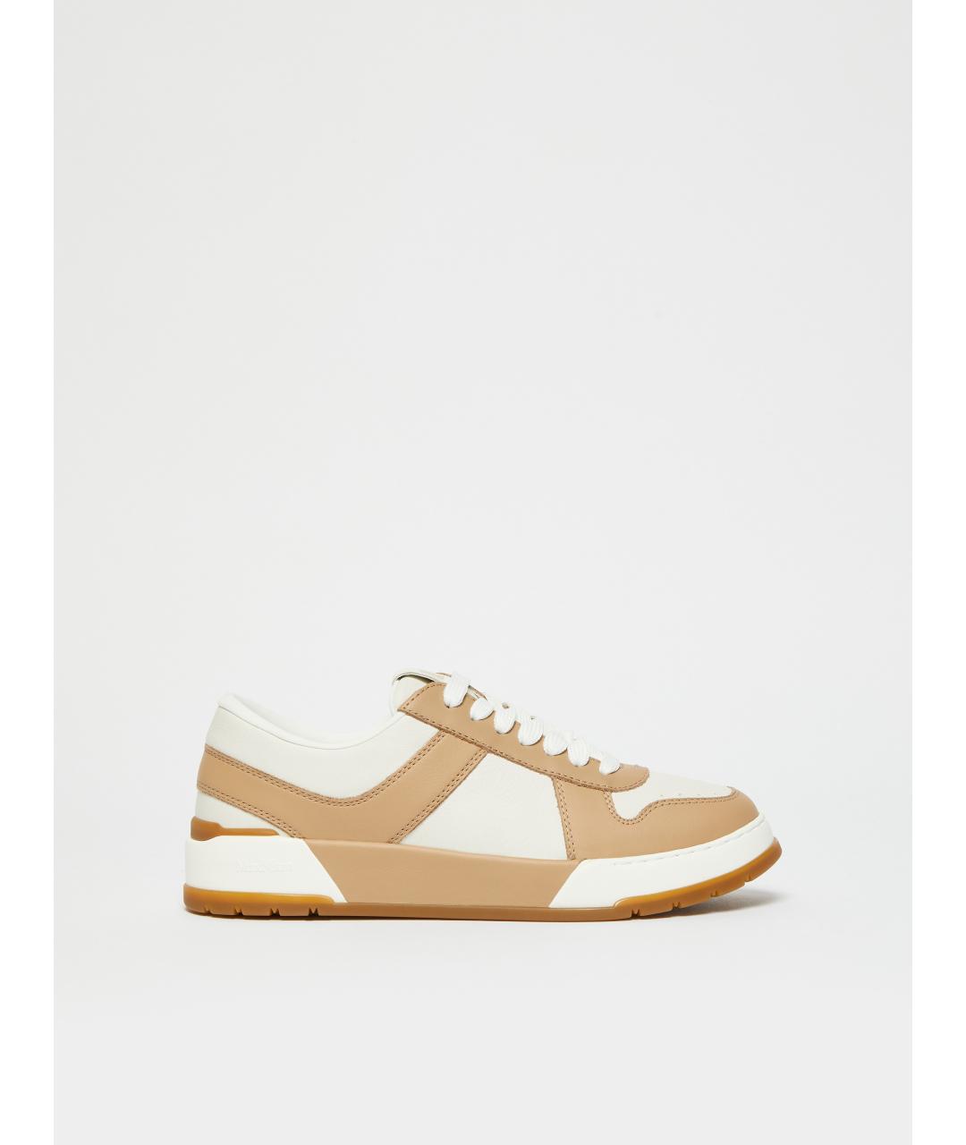 MAX MARA Бежевые кожаные кроссовки, фото 7