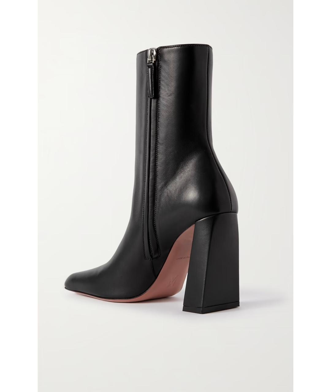 Amina Muaddi Черные кожаные ботильоны, фото 4