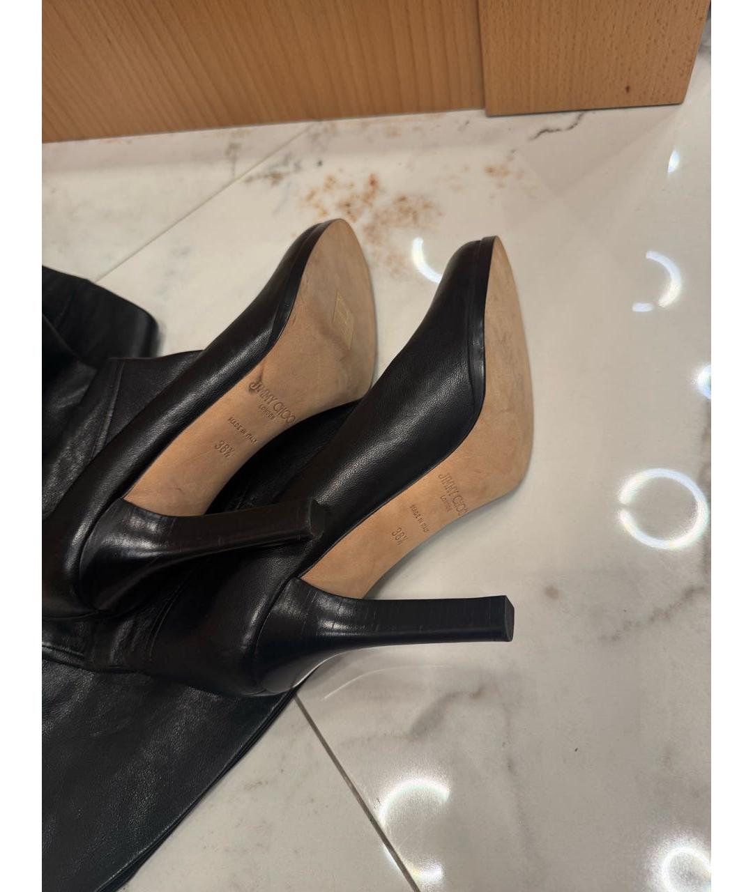 JIMMY CHOO Черные кожаные ботфорты, фото 5