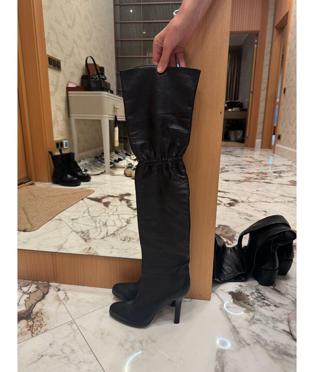 JIMMY CHOO Черные кожаные ботфорты, фото 8