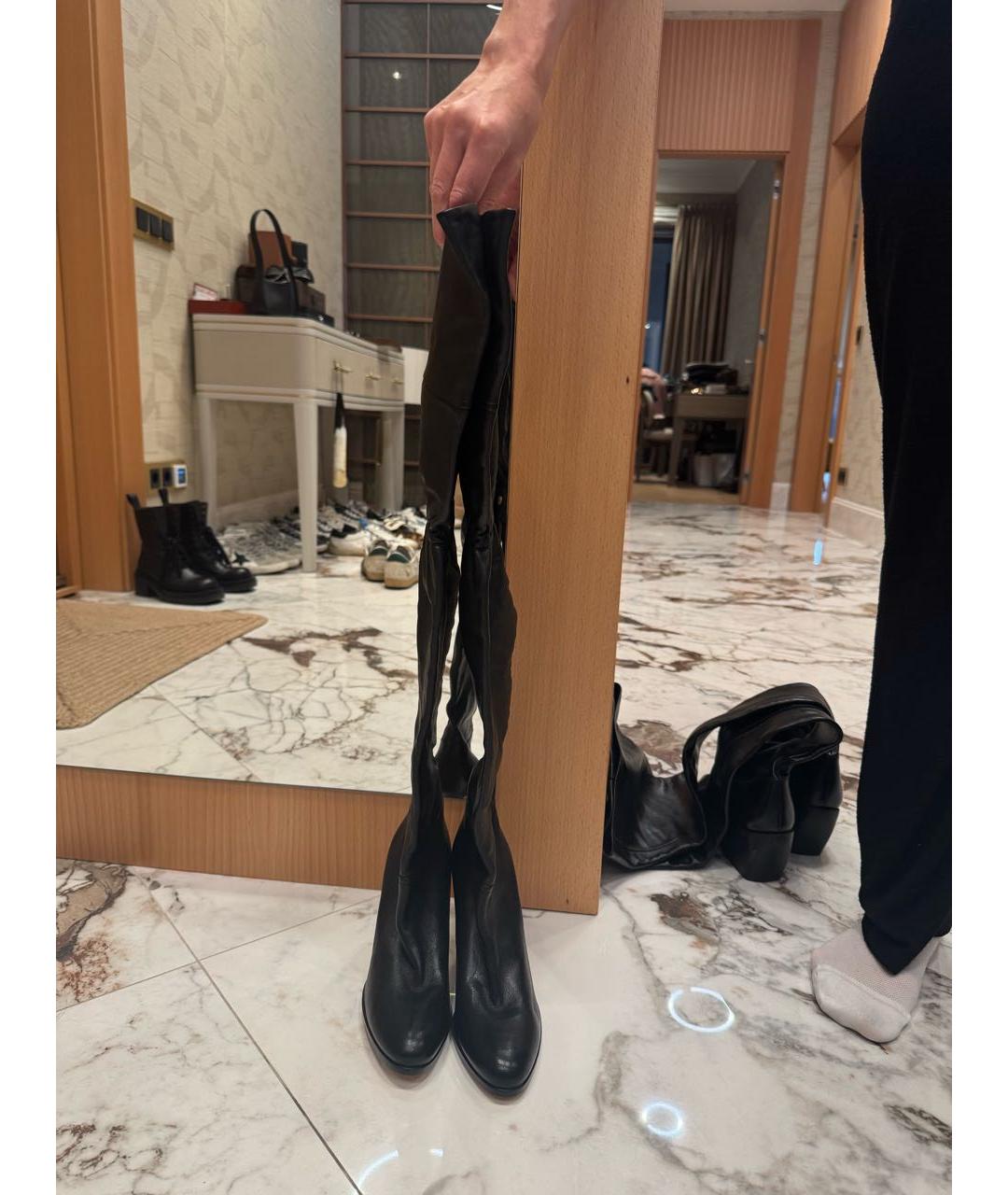 JIMMY CHOO Черные кожаные ботфорты, фото 2