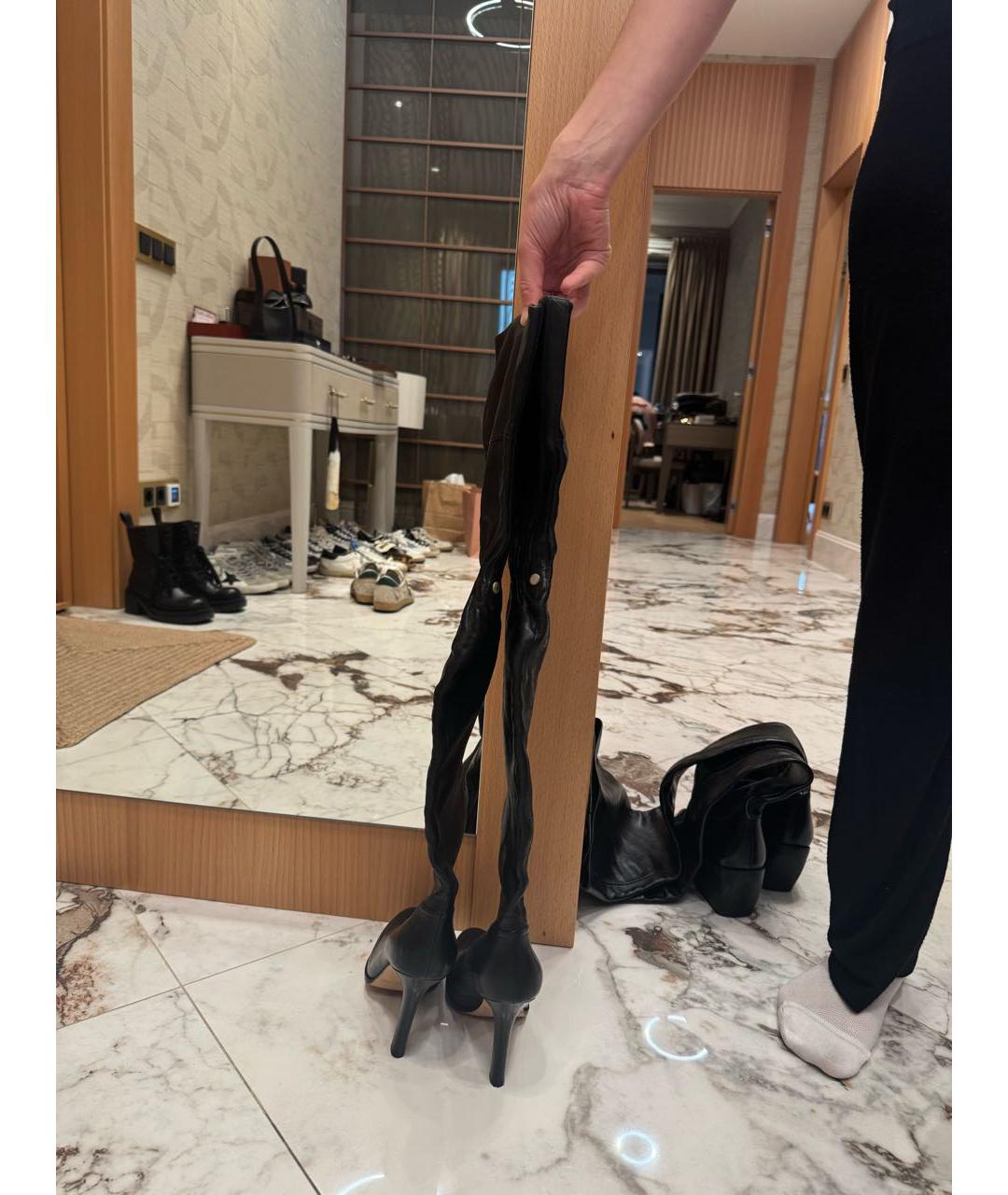 JIMMY CHOO Черные кожаные ботфорты, фото 3