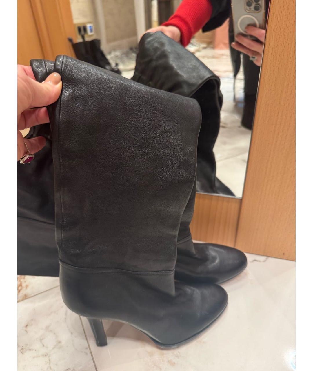 JIMMY CHOO Черные кожаные ботфорты, фото 6