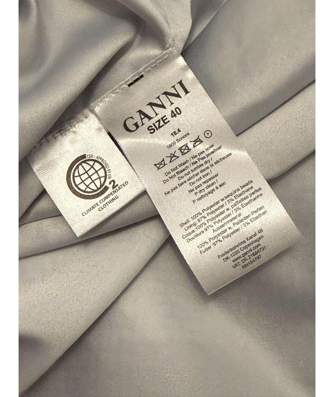 GANNI Серебряное полиэстеровое вечернее платье, фото 4