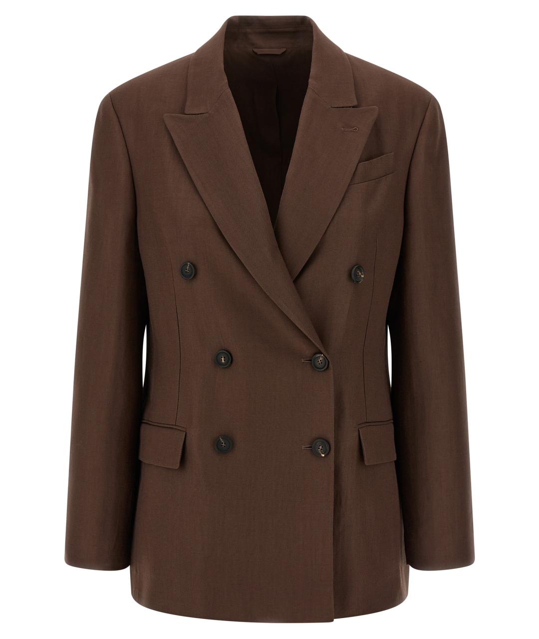 BRUNELLO CUCINELLI Коричневый вискозный жакет/пиджак, фото 1