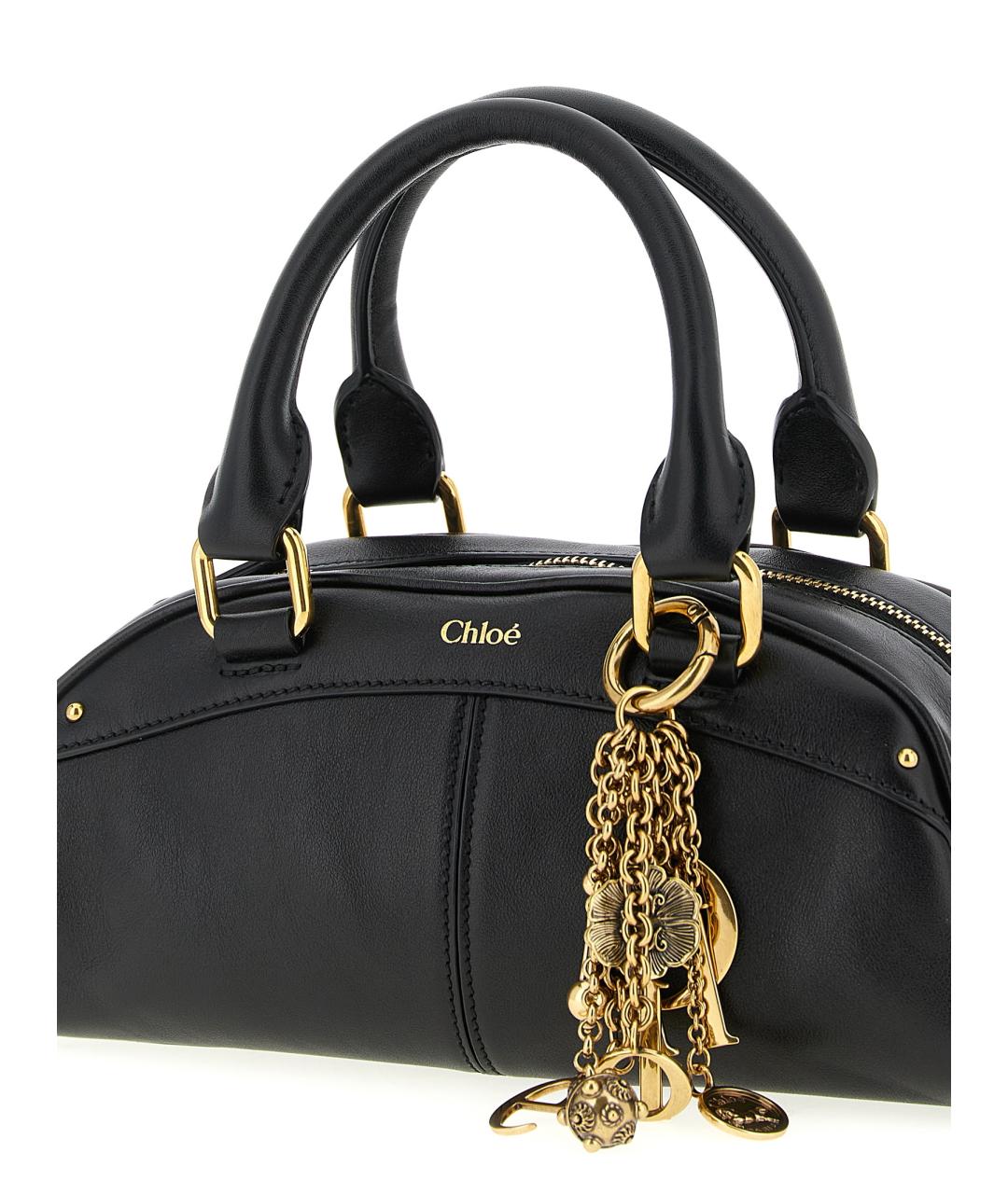 CHLOE Черная кожаная сумка с короткими ручками, фото 3