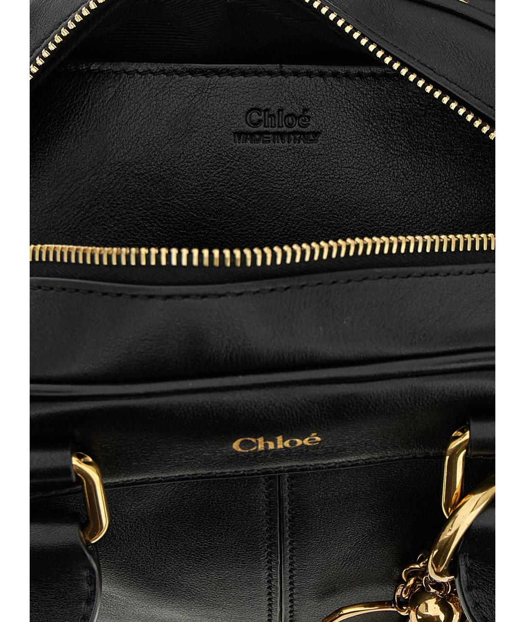 CHLOE Черная кожаная сумка с короткими ручками, фото 4