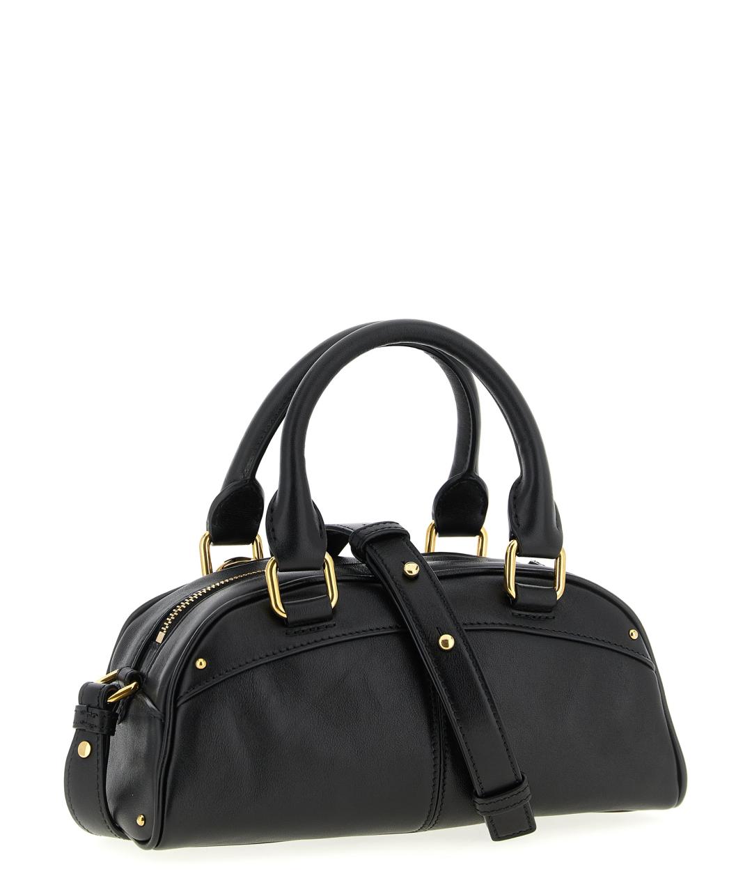 CHLOE Черная кожаная сумка с короткими ручками, фото 2