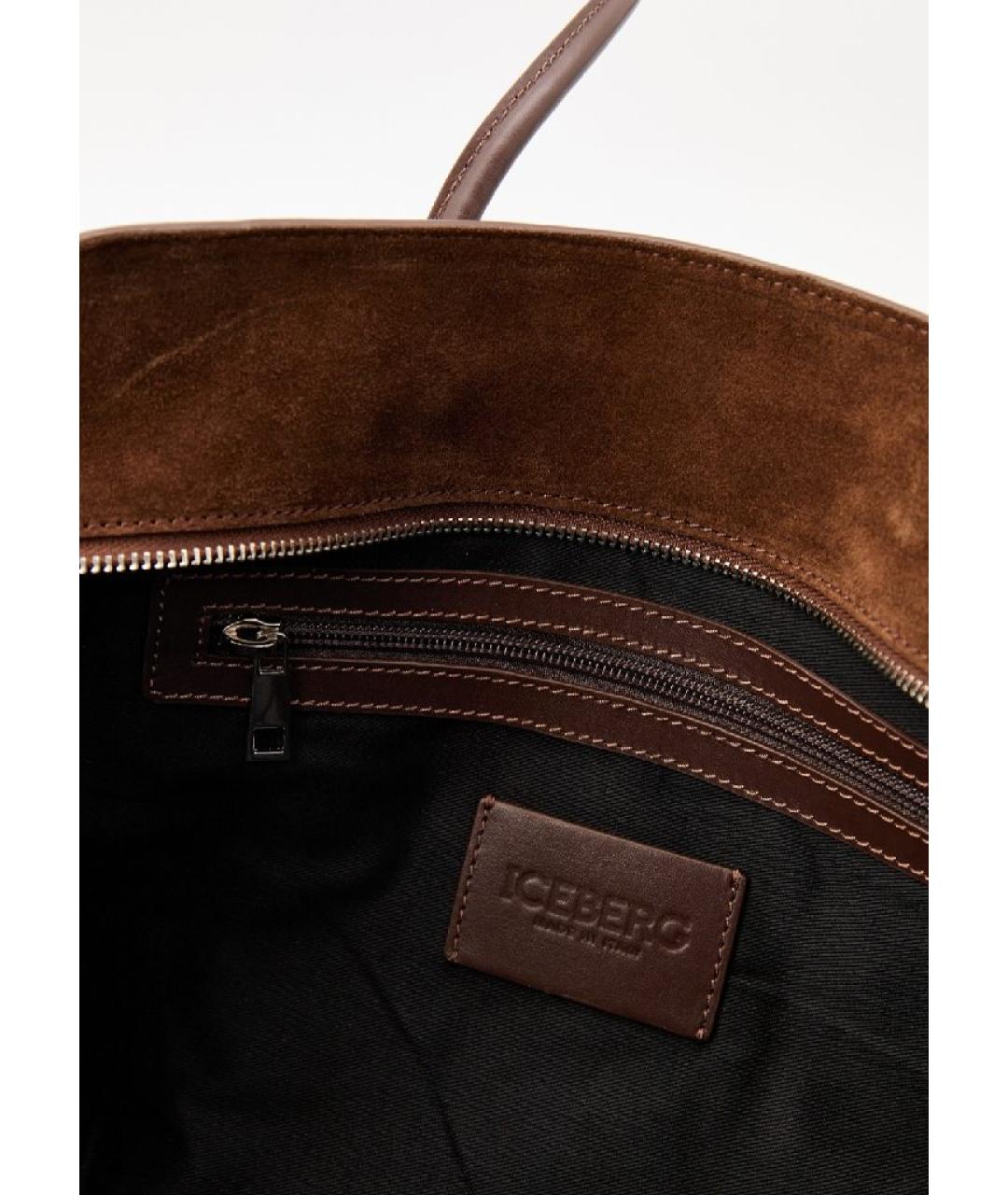 ICEBERG Коричневая замшевая сумка тоут, фото 4