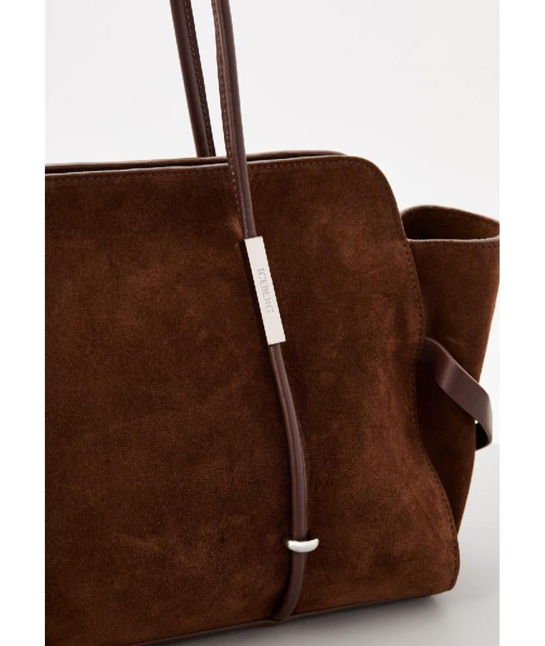 ICEBERG Коричневая замшевая сумка тоут, фото 3