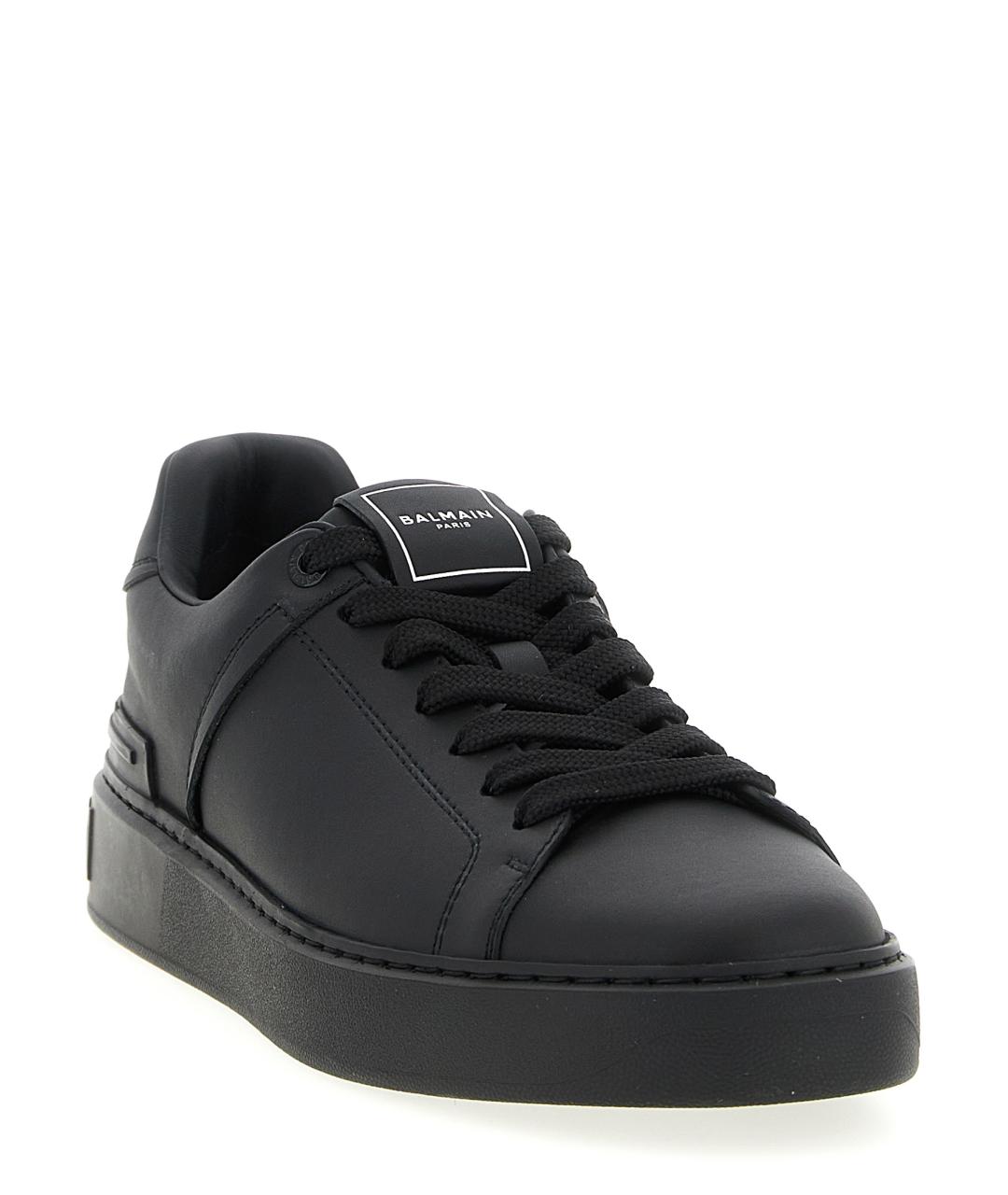 BALMAIN Черные кожаные низкие кроссовки / кеды, фото 2