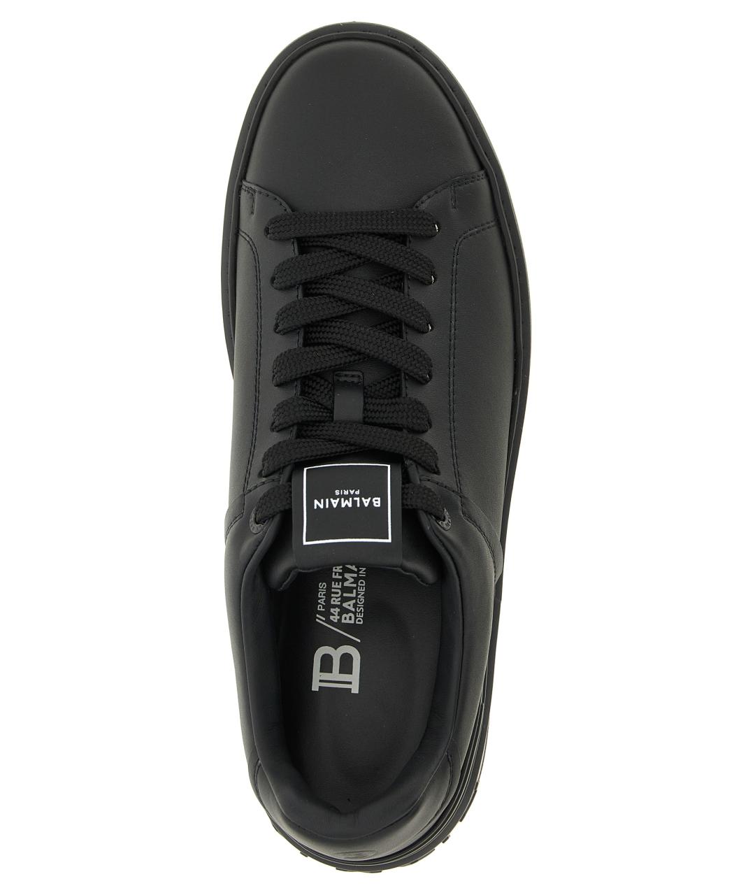 BALMAIN Черные кожаные низкие кроссовки / кеды, фото 4