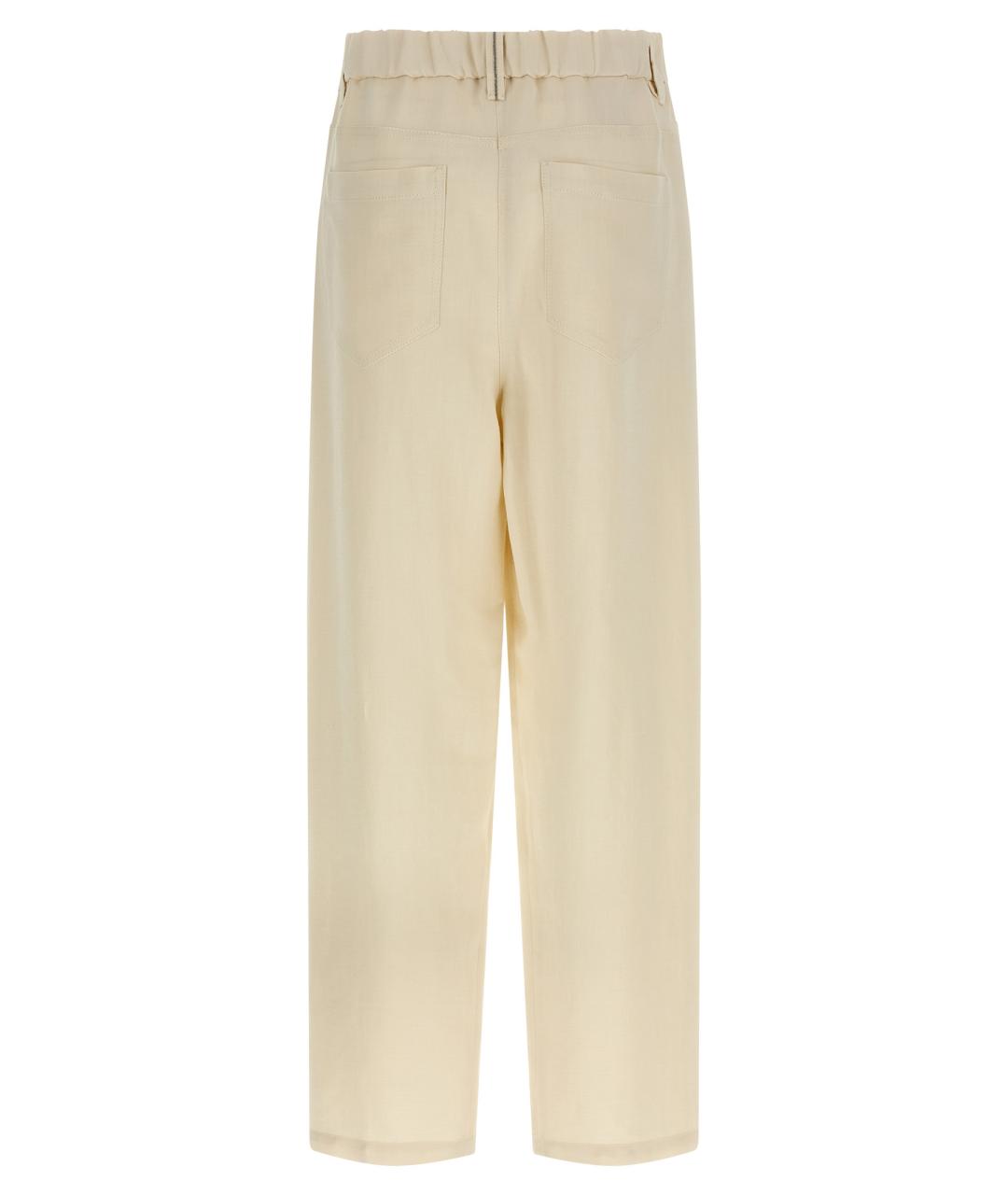 BRUNELLO CUCINELLI Белые вискозные прямые брюки, фото 2