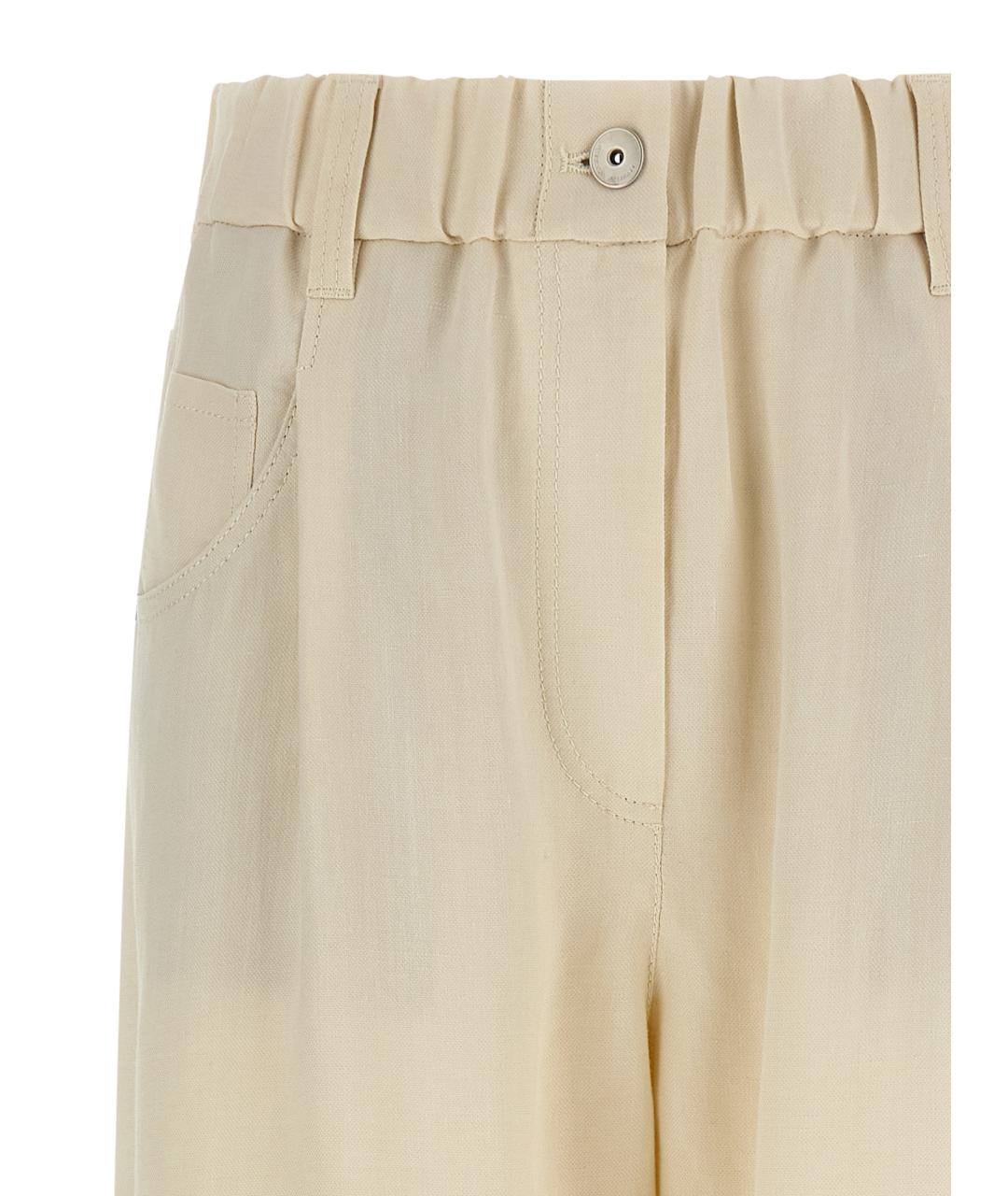 BRUNELLO CUCINELLI Белые вискозные прямые брюки, фото 3