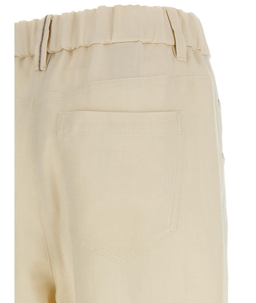 BRUNELLO CUCINELLI Белые вискозные прямые брюки, фото 4