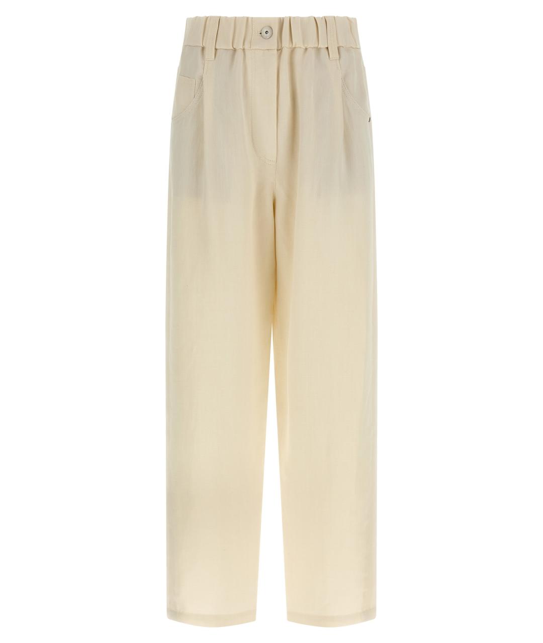 BRUNELLO CUCINELLI Белые вискозные прямые брюки, фото 1