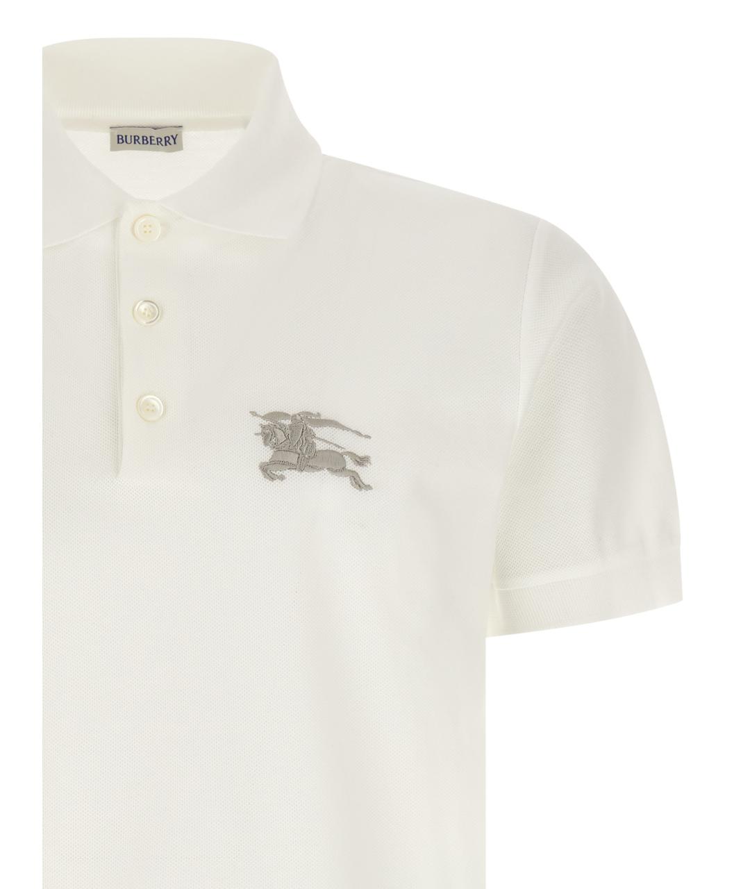 BURBERRY Бежевое хлопковое поло с коротким рукавом, фото 3