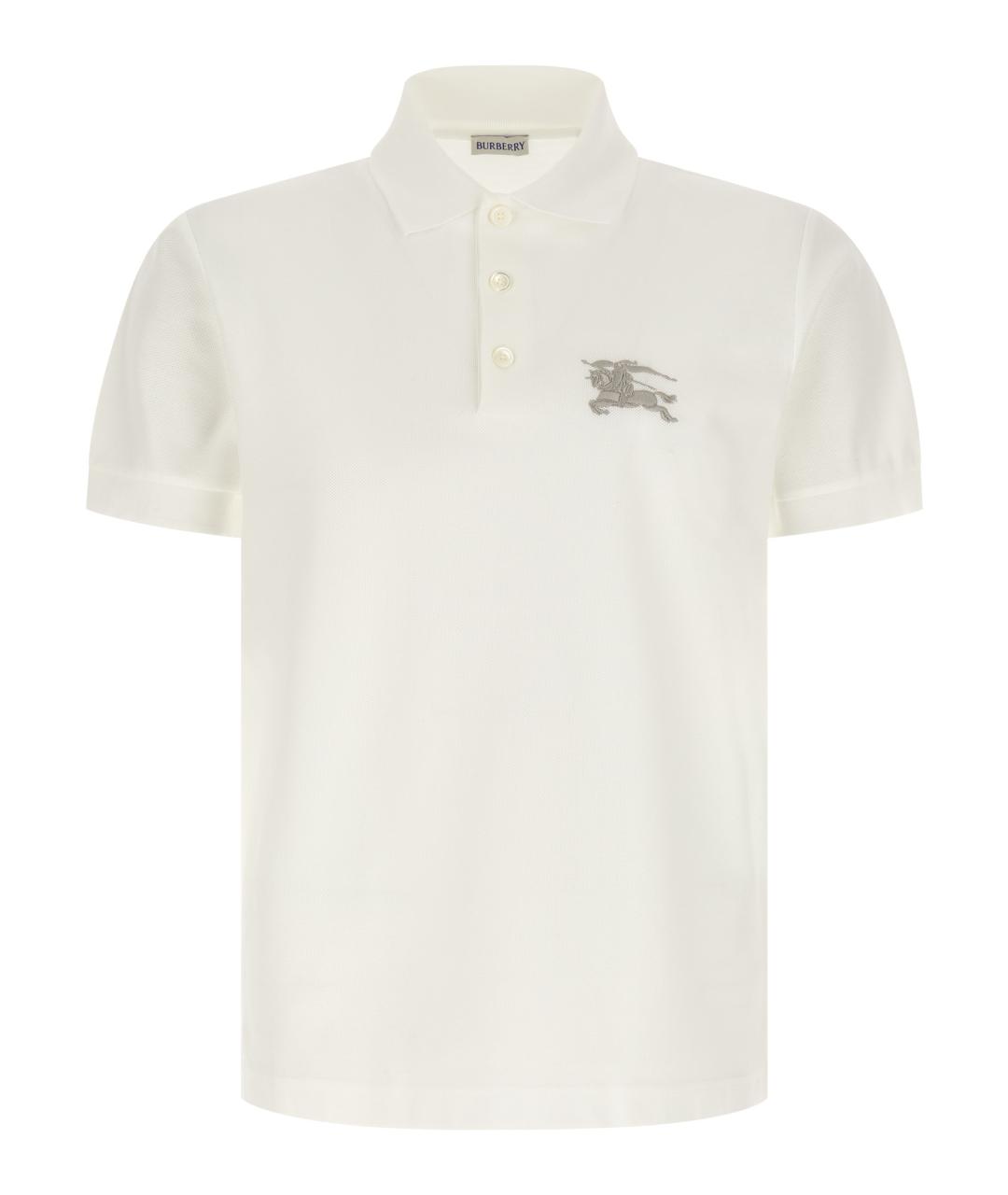 BURBERRY Бежевое хлопковое поло с коротким рукавом, фото 1