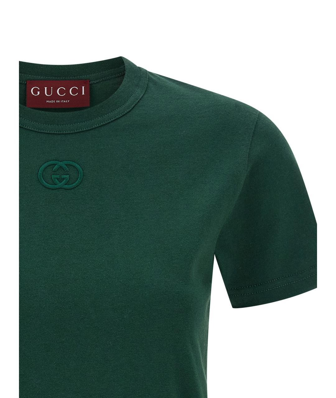 GUCCI Зеленая хлопковая футболка, фото 3