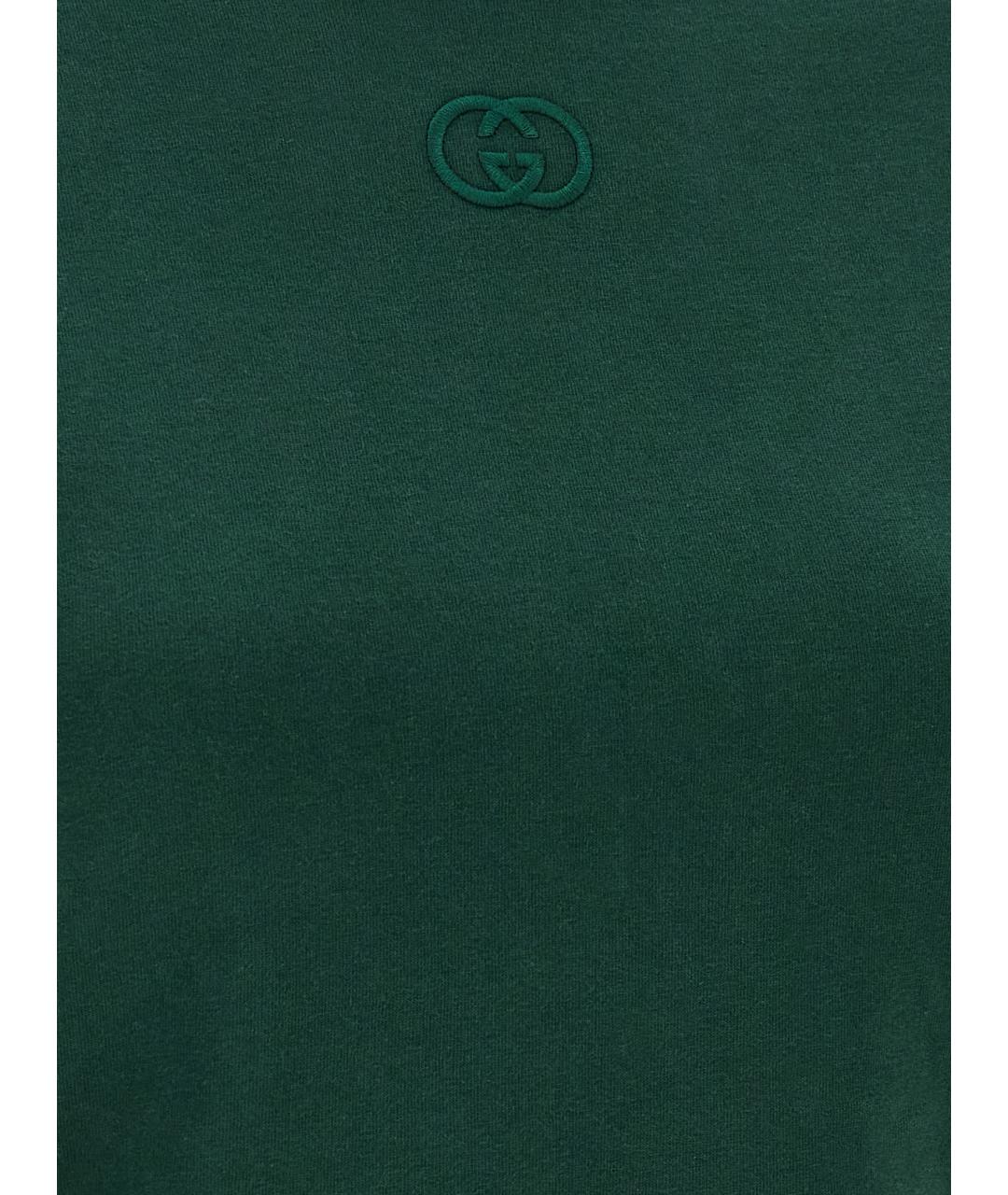 GUCCI Зеленая хлопковая футболка, фото 4