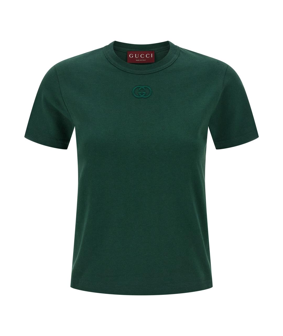 GUCCI Зеленая хлопковая футболка, фото 1