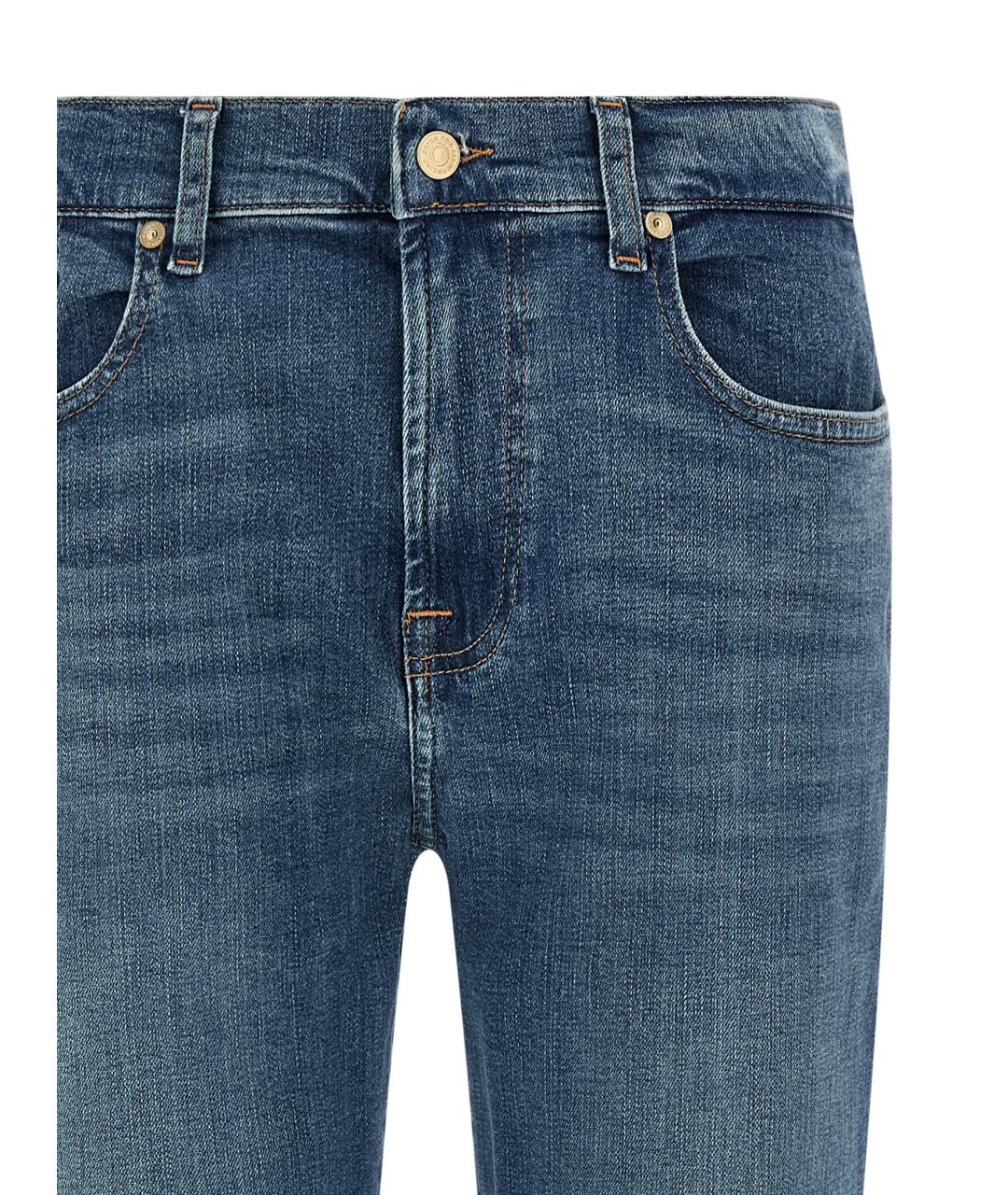 7 FOR ALL MANKIND Голубые хлопковые джинсы слим, фото 3