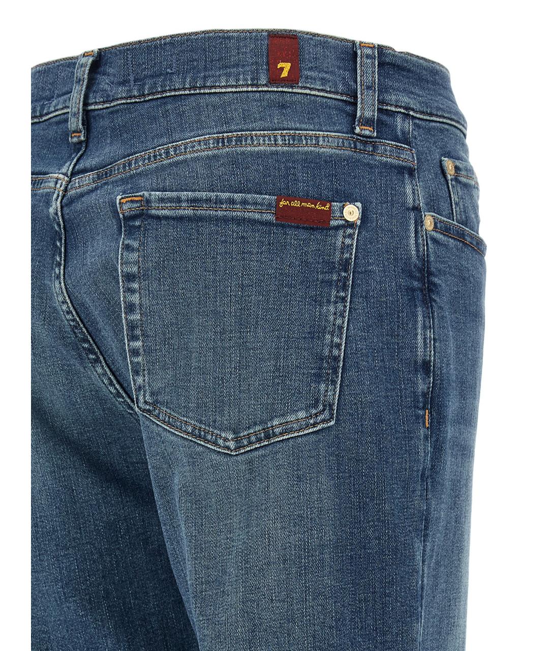 7 FOR ALL MANKIND Голубые хлопковые джинсы слим, фото 4