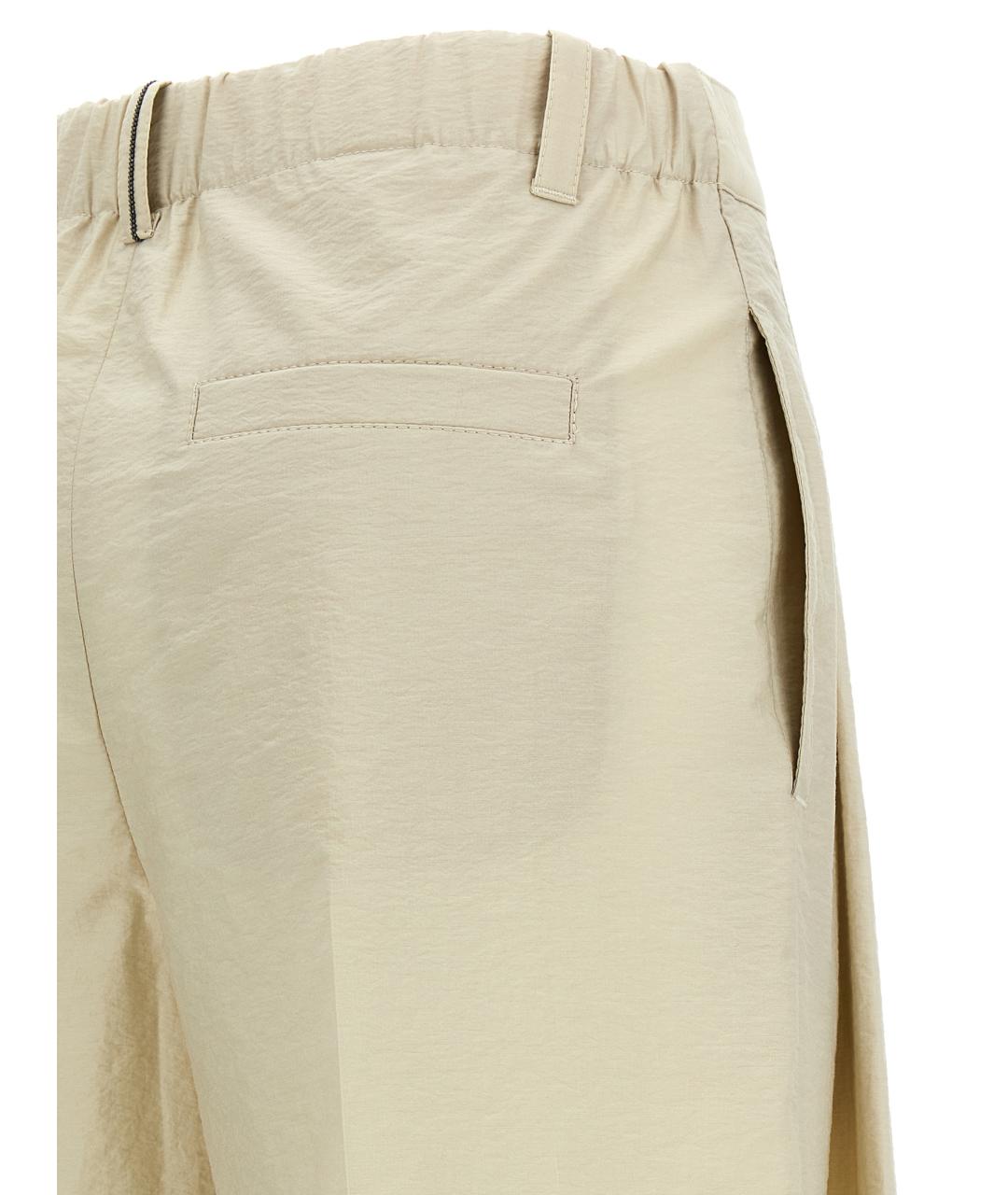 BRUNELLO CUCINELLI Бежевые хлопковые прямые брюки, фото 4
