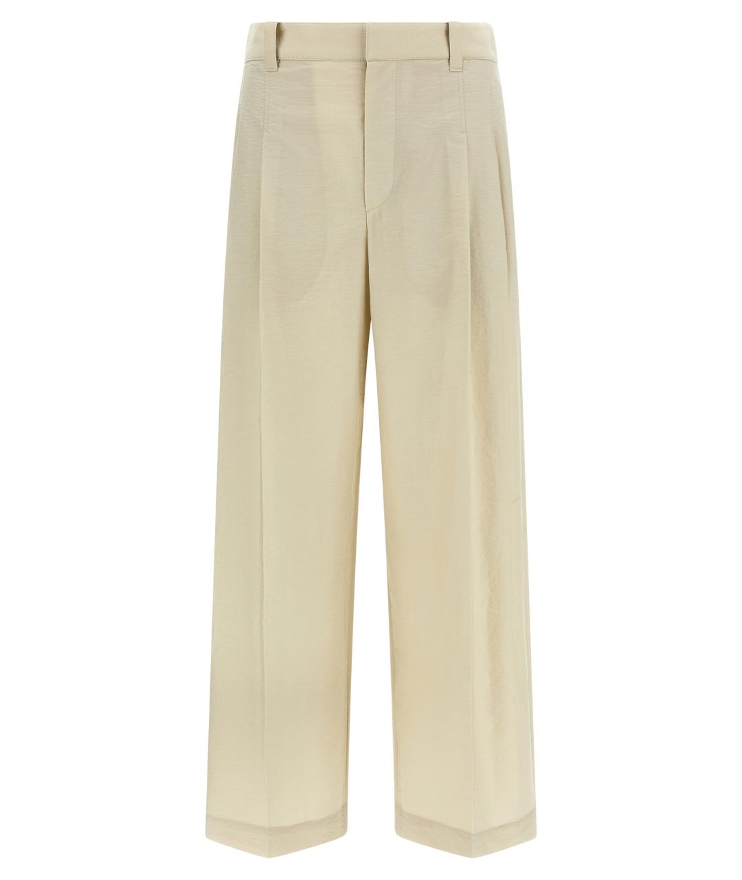 BRUNELLO CUCINELLI Бежевые хлопковые прямые брюки, фото 1