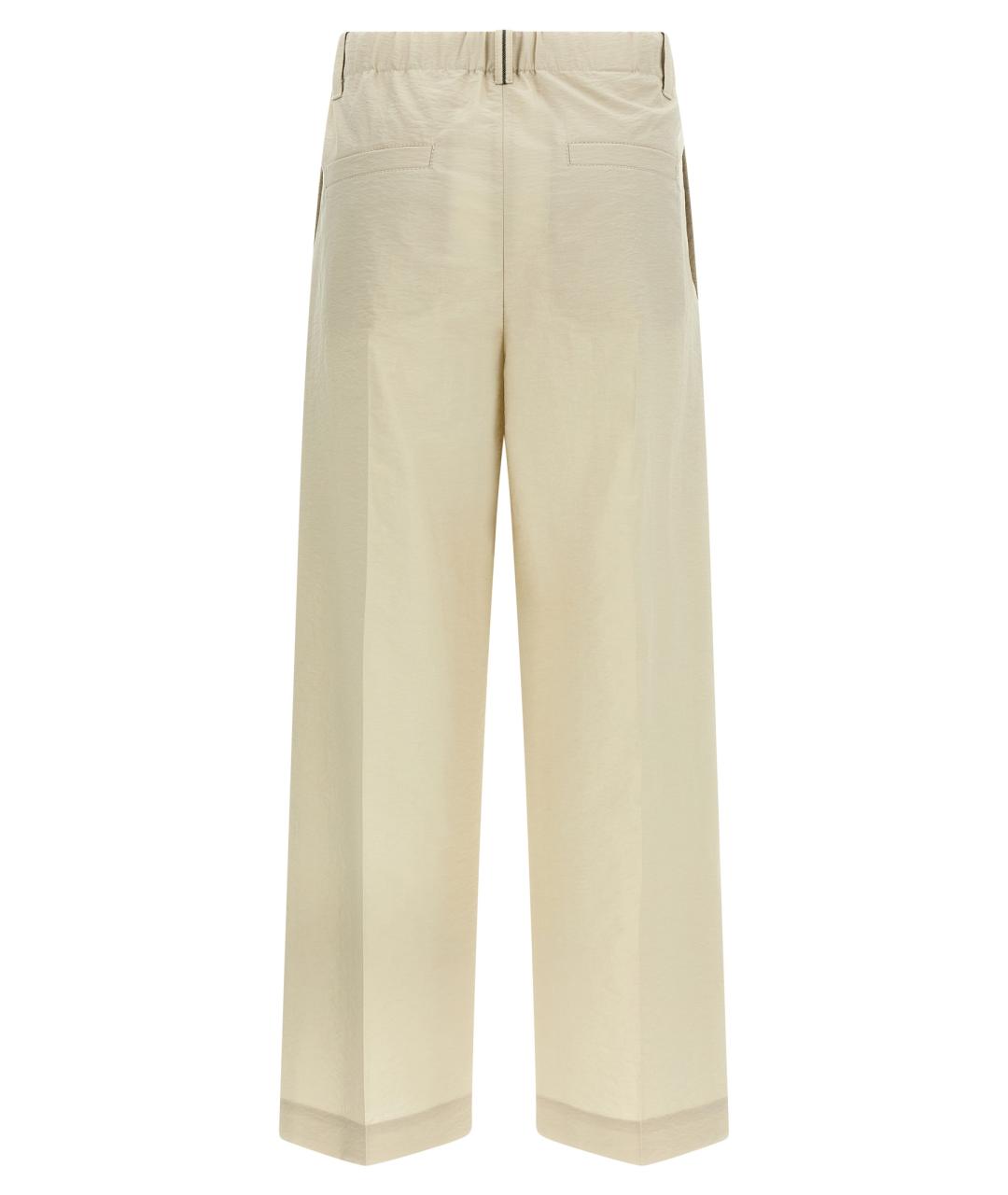 BRUNELLO CUCINELLI Бежевые хлопковые прямые брюки, фото 2