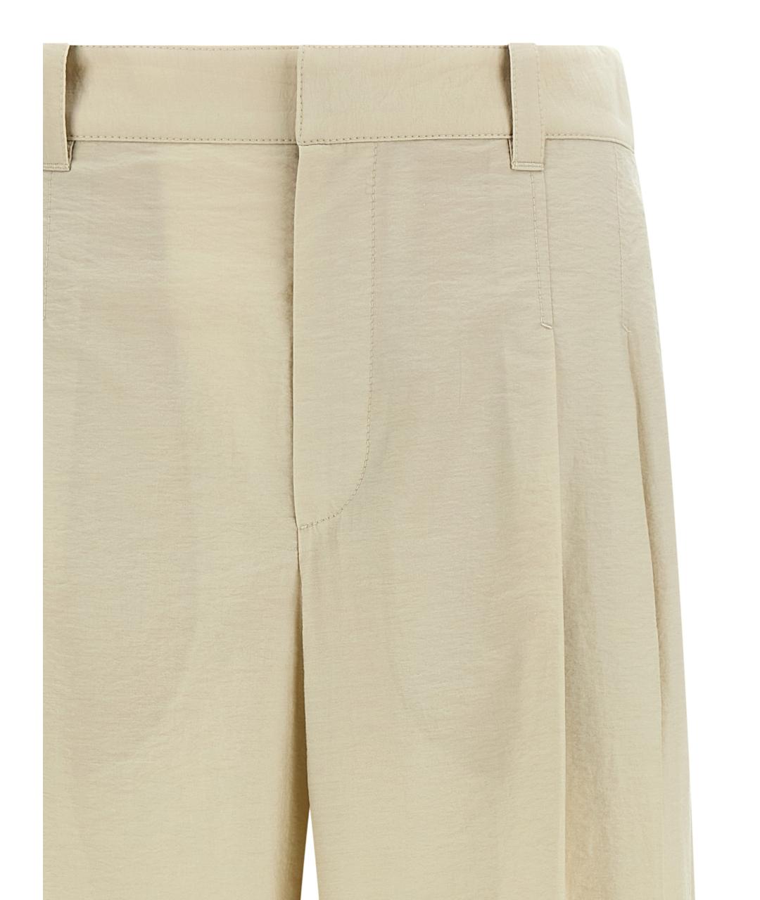 BRUNELLO CUCINELLI Бежевые хлопковые прямые брюки, фото 3