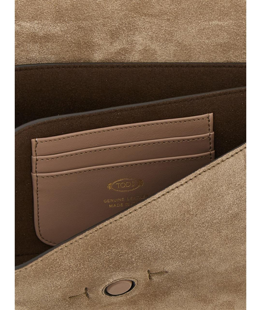 TOD'S Бежевая замшевая сумка через плечо, фото 4