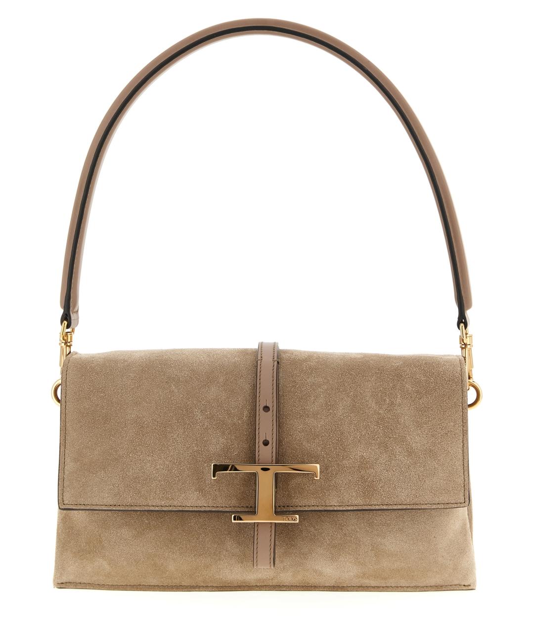 TOD'S Бежевая замшевая сумка через плечо, фото 1
