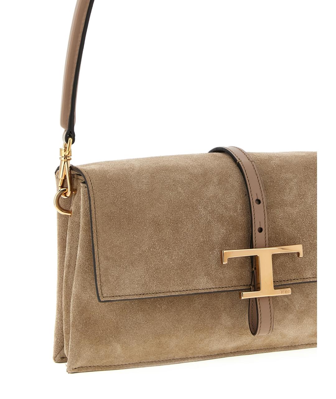 TOD'S Бежевая замшевая сумка через плечо, фото 3